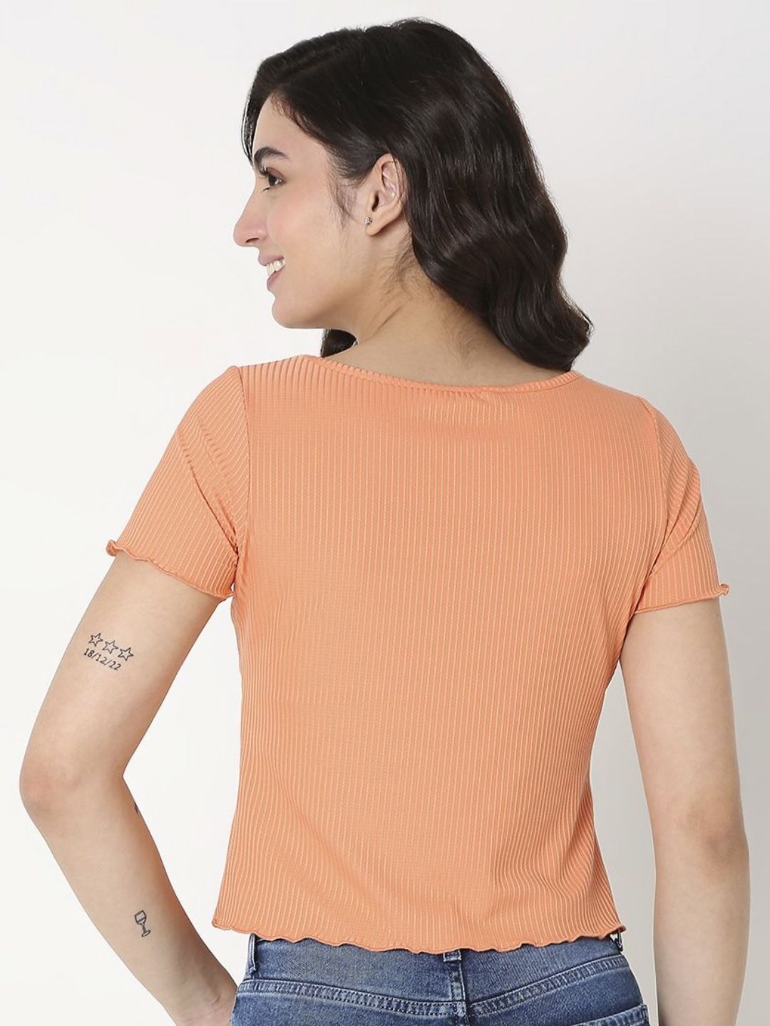SPYKAR Women Solid Round Neck Cotton Slim Fit T-Shirt