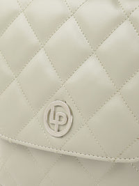 Lino Perros Sage Green Quilted Structured Sling Bag with Non-Detachable Sling Strap