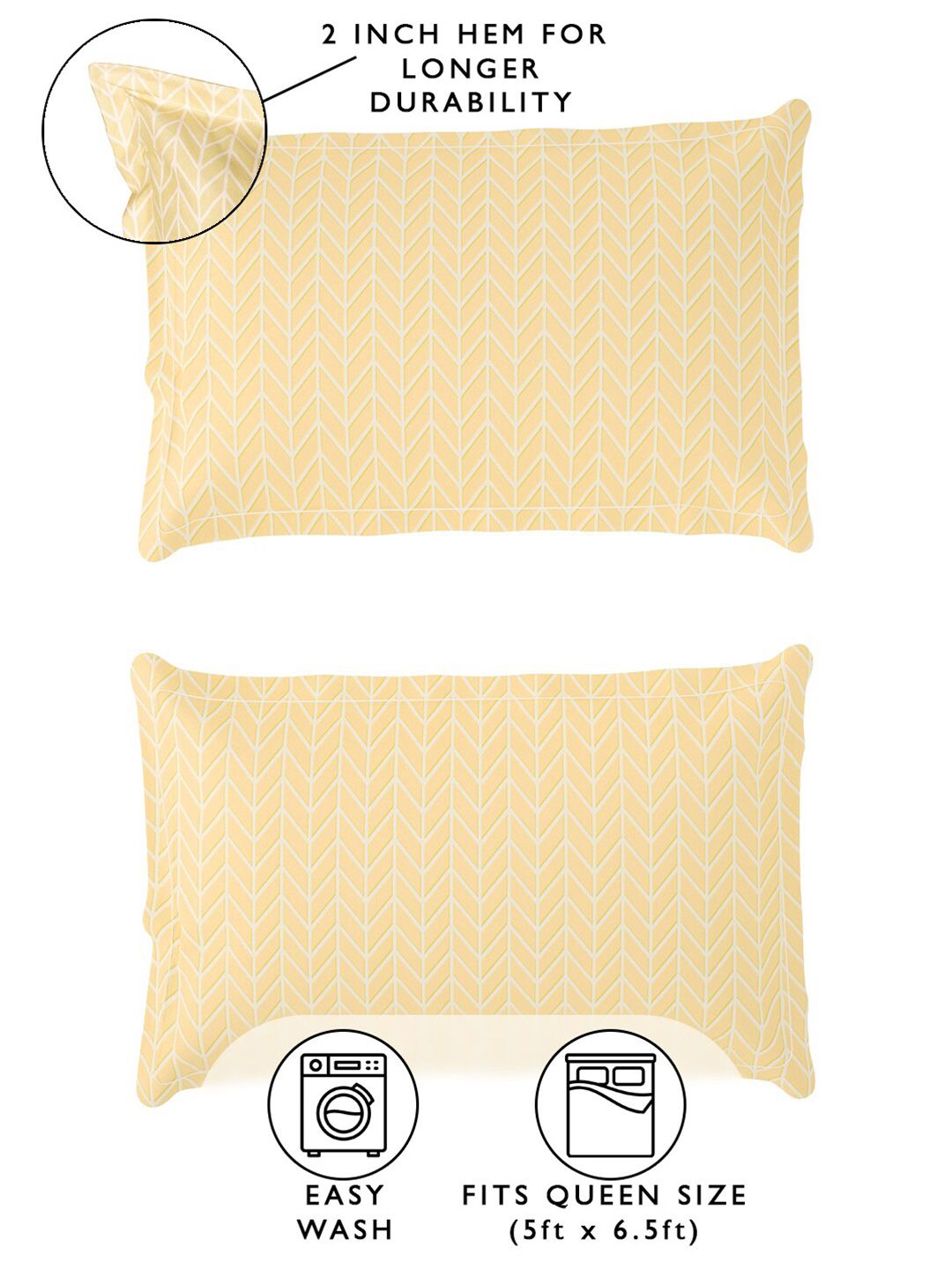 Story@home Cream & Orange Geometric 180 TC Queen Bedsheet with 2 Pillow Covers