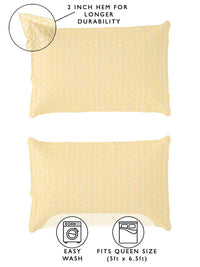 Story@home Cream & Orange Geometric 180 TC Queen Bedsheet with 2 Pillow Covers