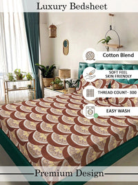 Moda Rapido X KLOTTHE Bunga Coklat & Berwarna Krim Cadar King 300 TC dengan 2 Sarung Bantal