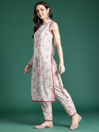 Indo Era Floral Printed Pure Cotton Kurta with Trousers