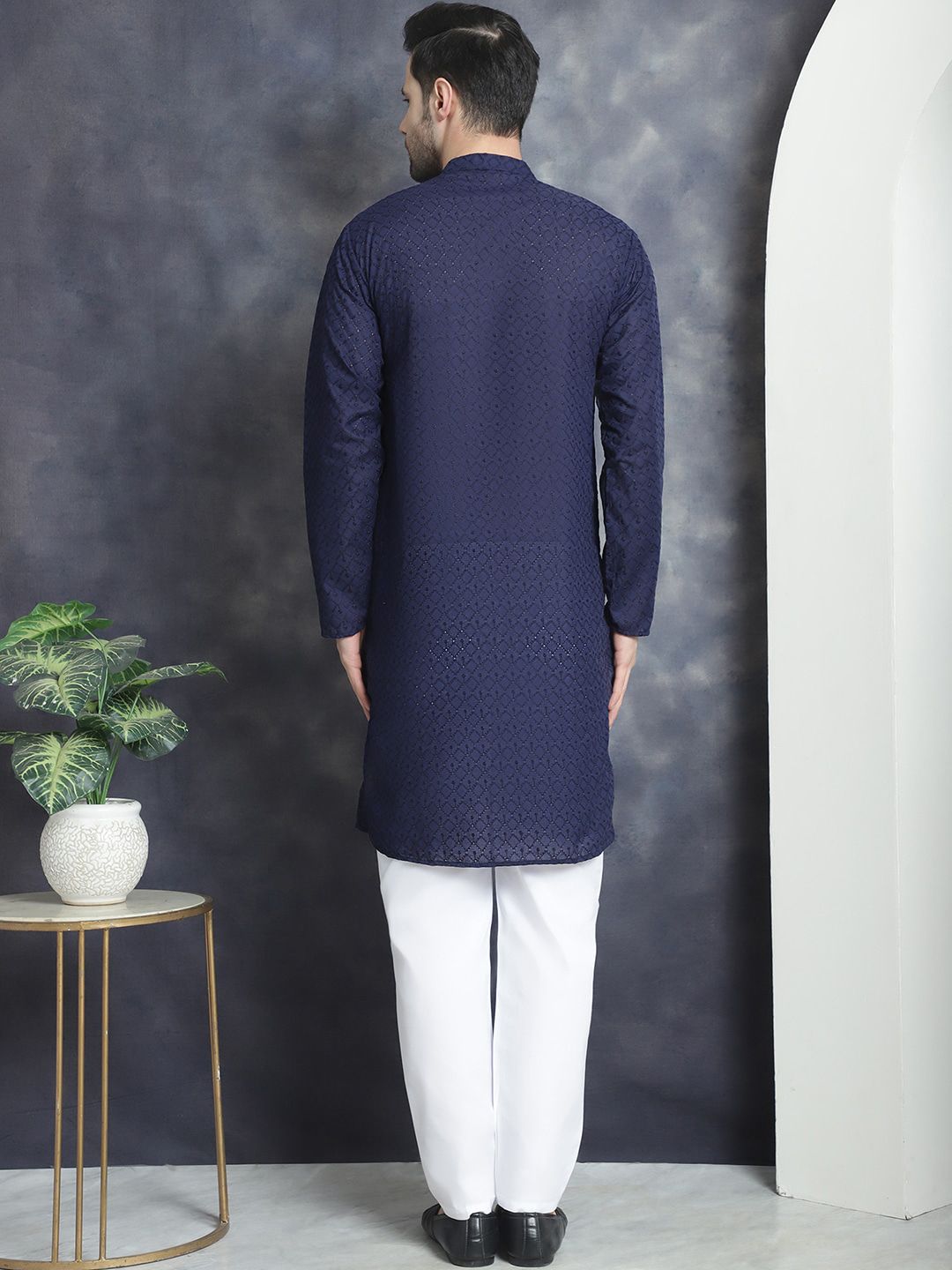 Anouk Ethnic Motifs Embroidered Regular Chikankari Pure Cotton Kurta With Pyjamas