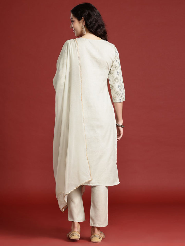 Anouk Ethnic Motifs Printed Regular Thread Work Kurta with Trousers & Dupatta