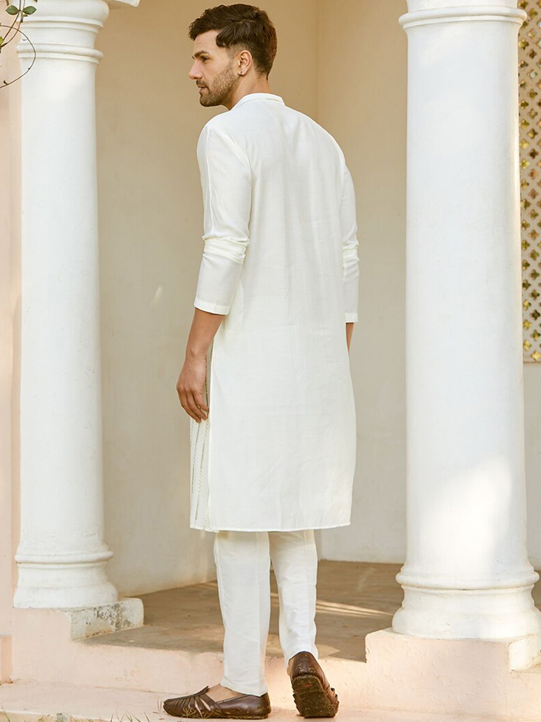 See Designs Embroidered Regular Sequinned Chanderi Silk Kurta with Pyjamas