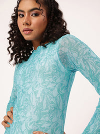 DressBerry Endearing Abstract Printed Soft Mesh Sheath Mini Dress