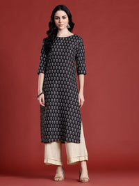 Anouk Ethnic Motifs Printed Boat Neck Straight Kurta