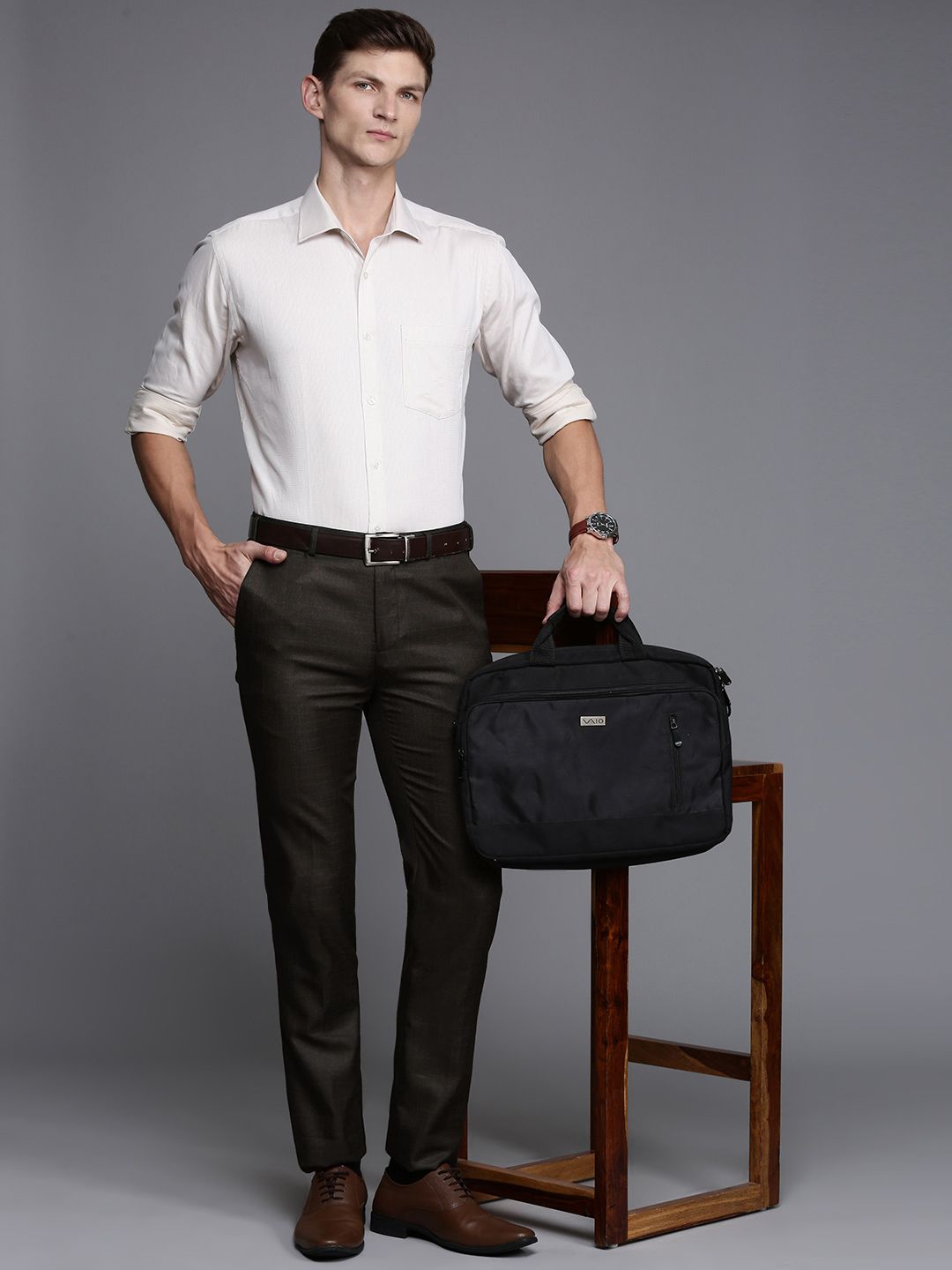 Raymond Men Checked Slim Fit Formal Trousers