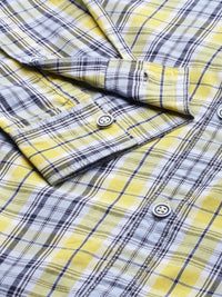 The Indian Garage Co Men Yellow Regular Fit Tartan Checks Opaque Checked Casual Shirt