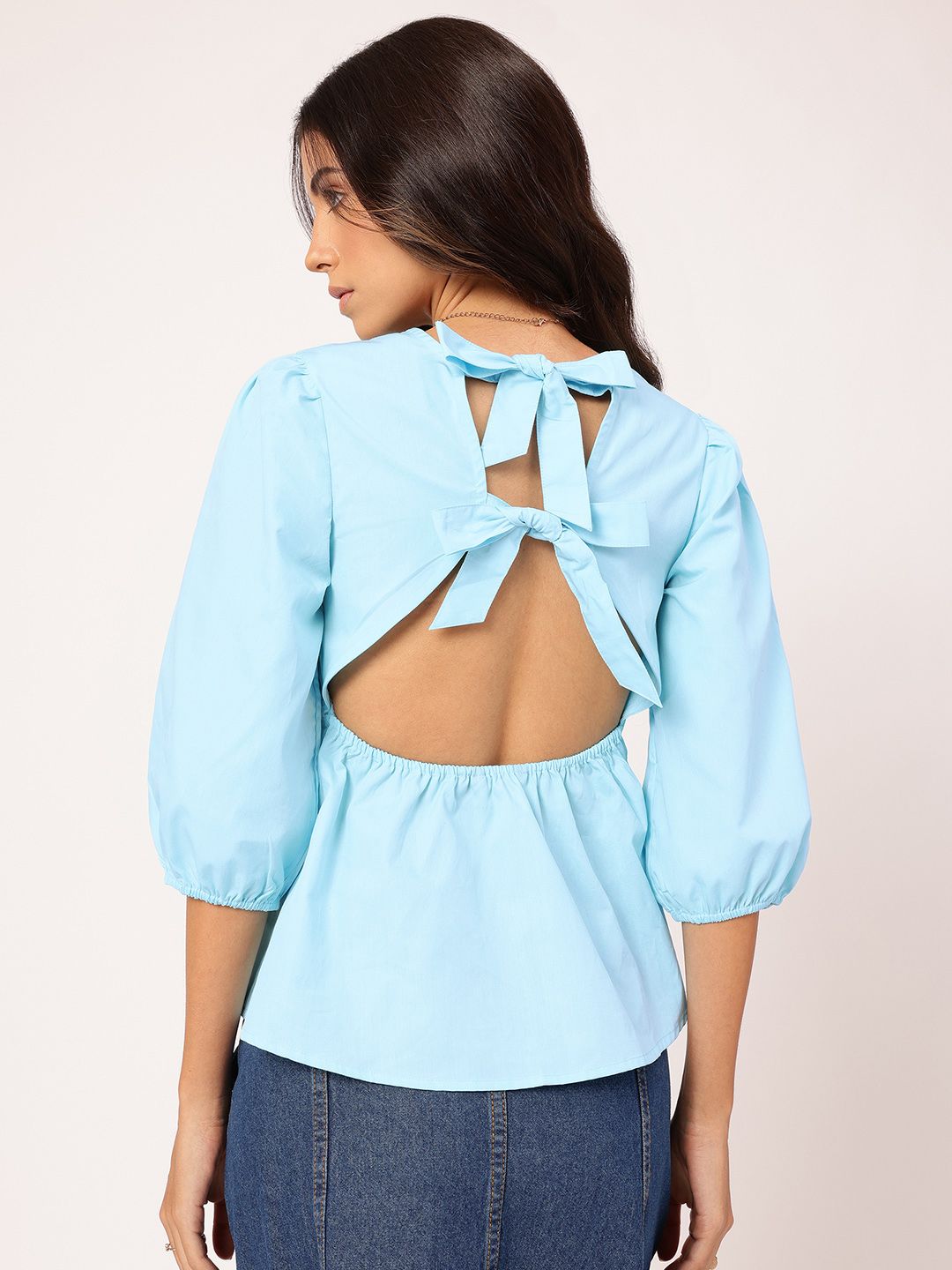 DressBerry Bow-Detail Styled Back A-line Top