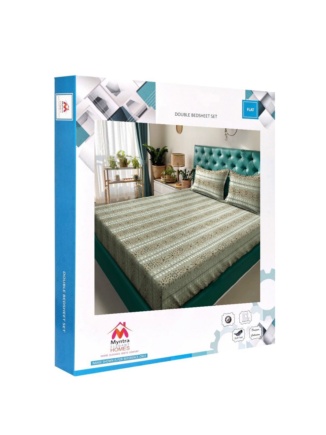 Myntra Elegant Homes Green Floral Pure Cotton 400 TC King Bedsheet Set 2.5m x 2.25m