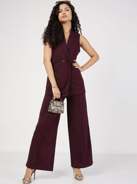 SASSAFRAS Double-Breasted Shawl Collar Sleeveless Longline Blazer
