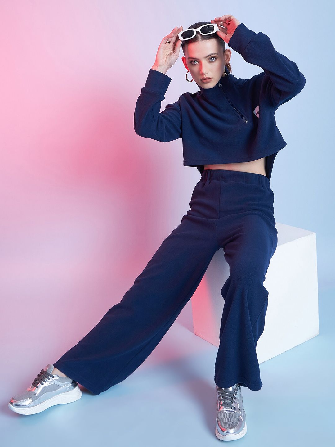 STREET 9 BASICS Women Relaxed Loose Fit Wide Leg Trousers