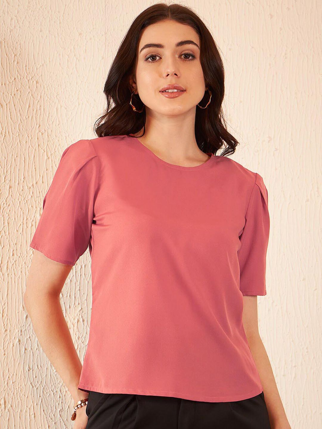 DENNISON Puff Sleeve Crepe Regular Top