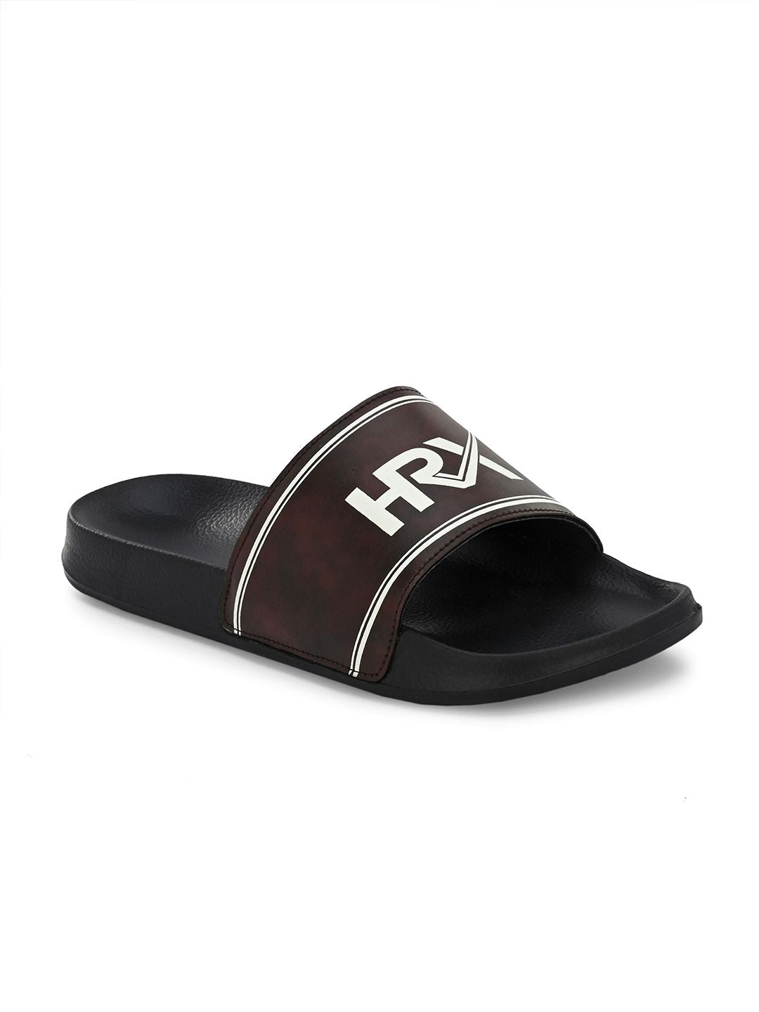 HRX by Hrithik Roshan Men Coffee Brown & Black Brand Logo Printed Sliders