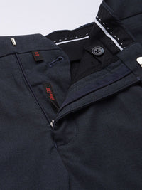 Raymond Men Navy Blue Textured Mid-Rise Slim Fit Trousers