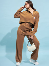 STREET 9 High Neck Crop Sweatshirt
