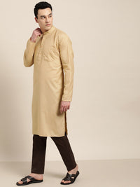 SOJANYA Men Beige Solid Straight Kurta