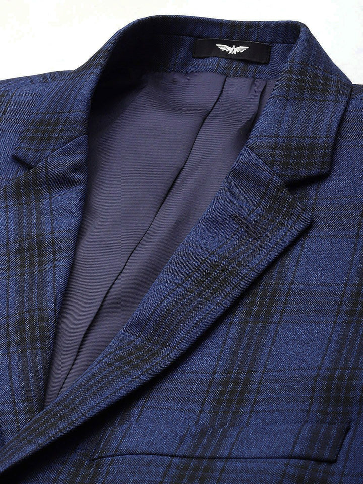 Park Avenue Super Slim Fit Checked Single Breasted 3-Piece Formal Suit