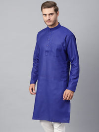 SOJANYA Men Blue Solid Straight Kurta