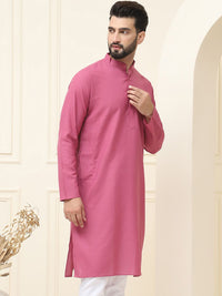 SOJANYA Men Pink Solid Kurta Lurus