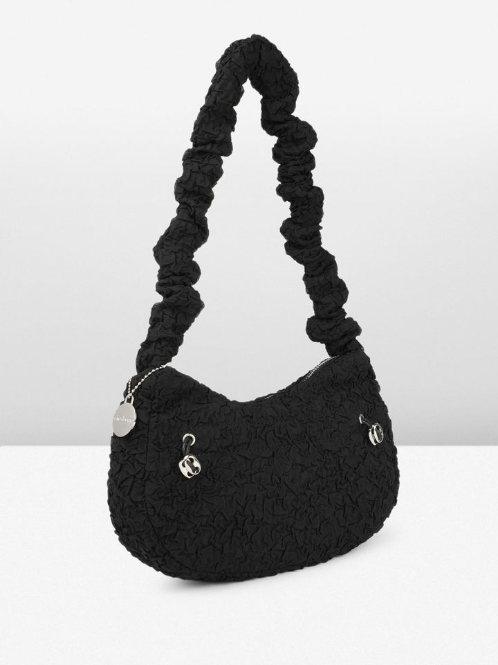 DressBerry Textured Self Design Half Moon Hobo Bag