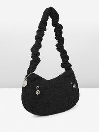 DressBerry Textured Self Design Half Moon Hobo Bag