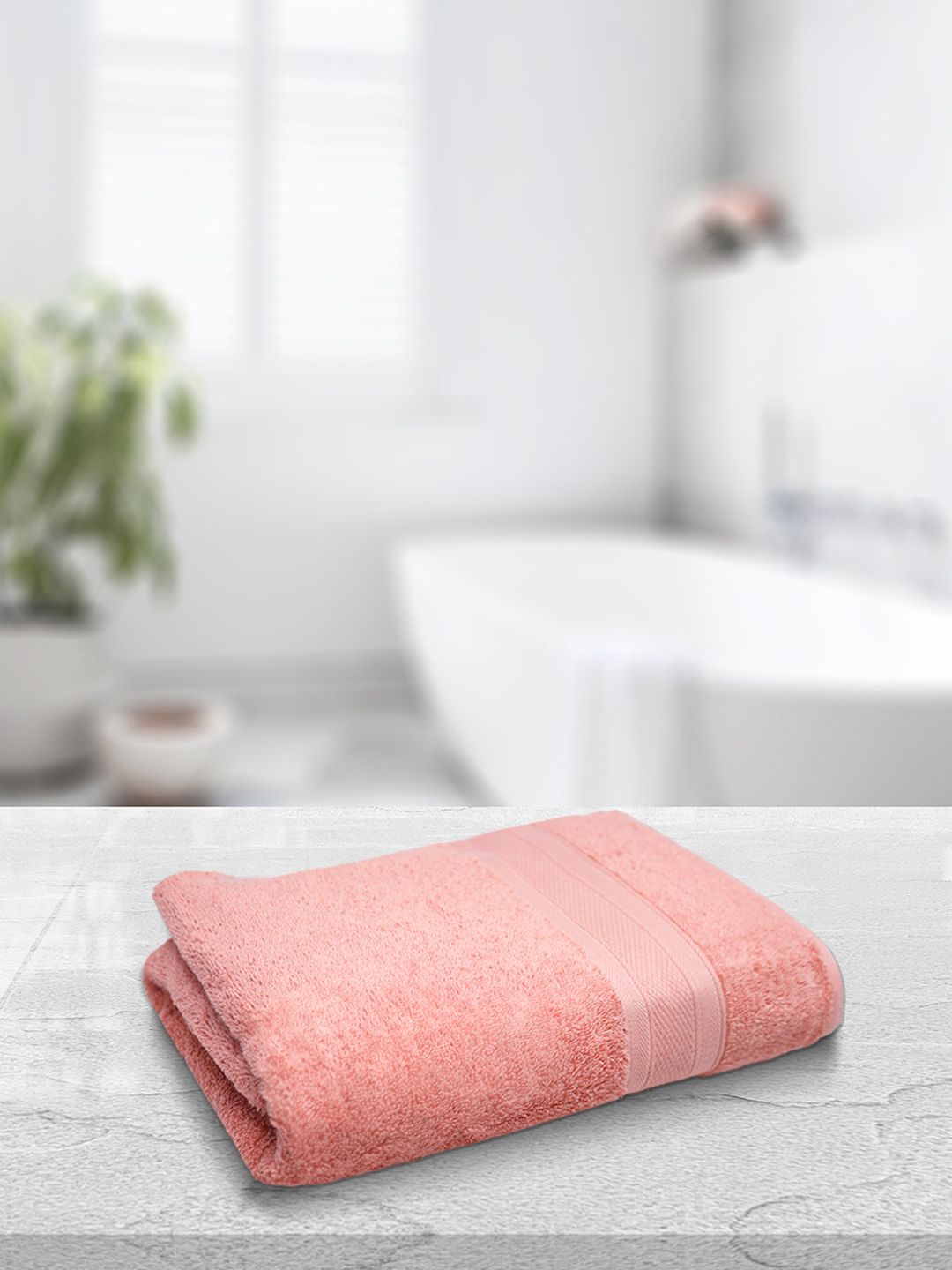 MYTRIDENT Coral Pink Solid 500 GSM Pure Cotton Soft  Plush Bath Towel
