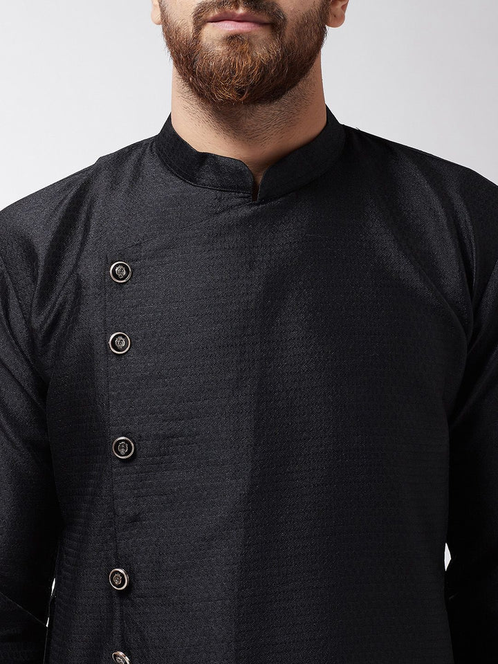 SOJANYA Lelaki Hitam Solid Kurta Lurus