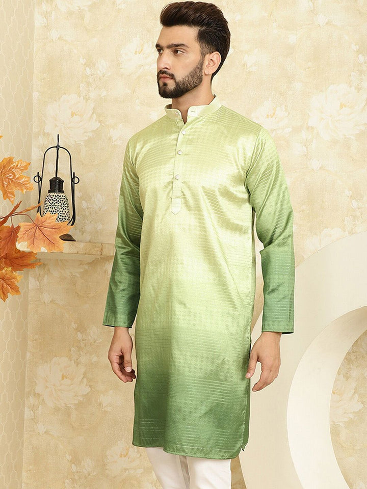 SOJANYA Ombre Printed Sequinned Silk Cotton Kurta