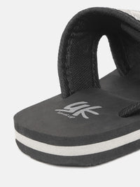 YK Boys Grey & Black Self-Design Velcro Sliders