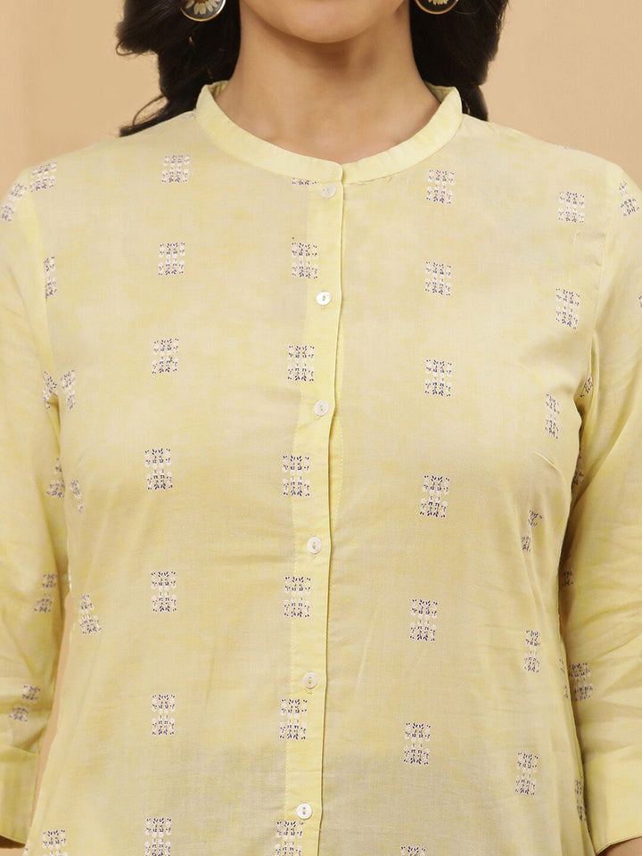 W Floral Printed Regular Pure Cotton Kurta With Tight