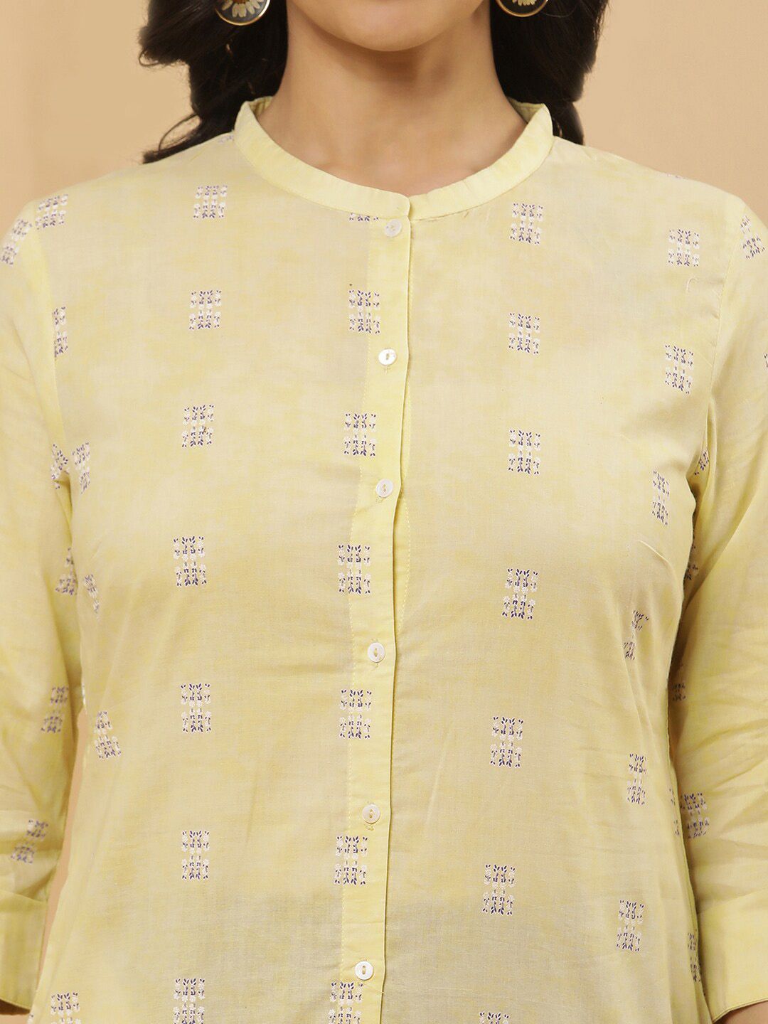 W Floral Printed Regular Pure Cotton Kurta With Tight