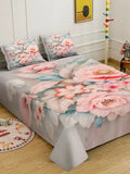 Moda Rapido X KLOTTHE Kelabu & Bunga Merah Jambu Cadar King 400 TC dengan 2 Sarung Bantal