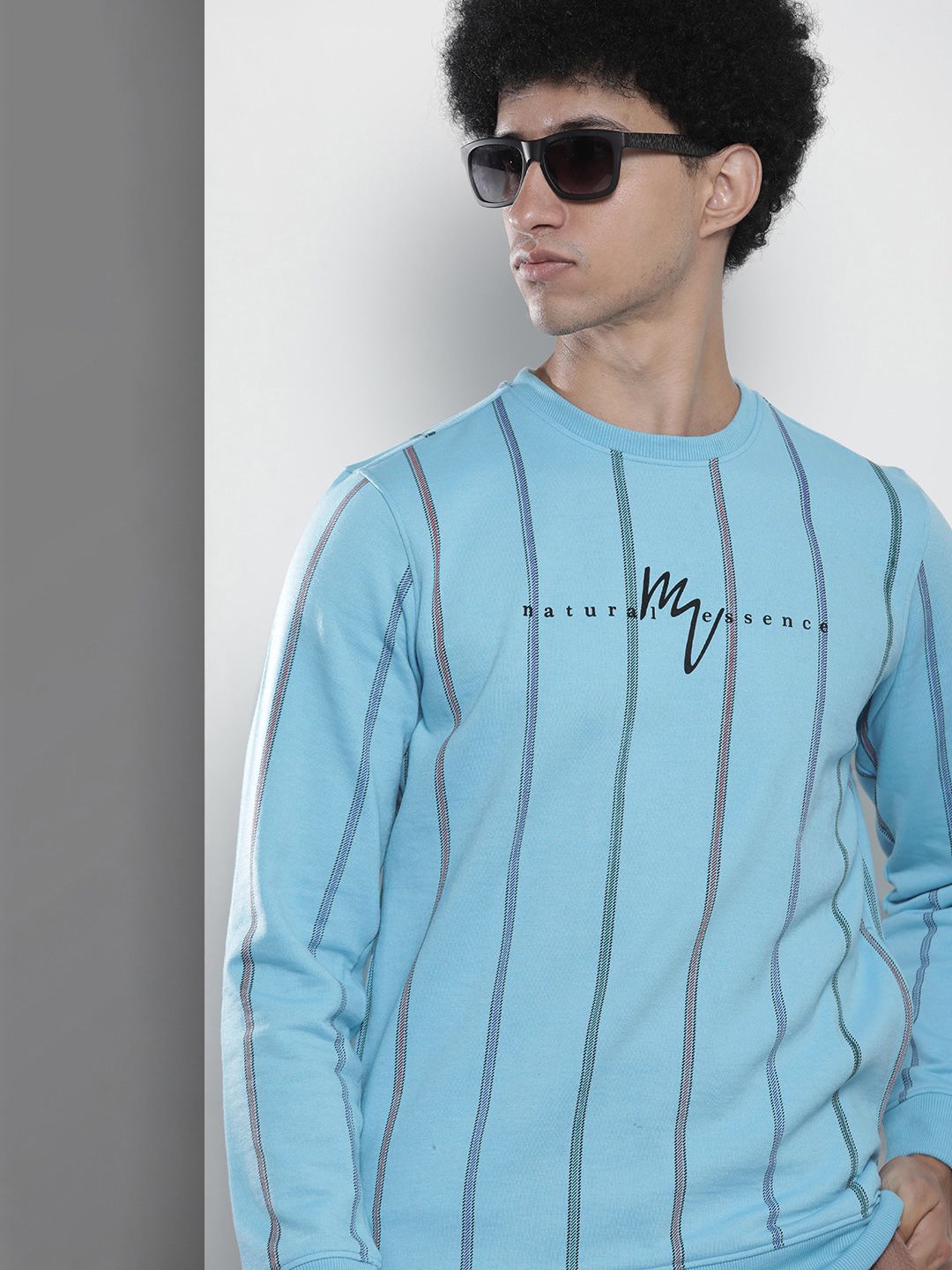 The Indian Garage Co Men Blue Striped Sweatshirt