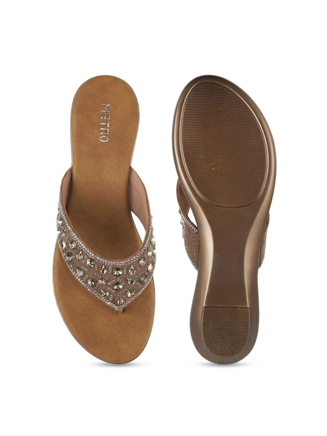 Metro Women Embellished Wedge Sandals