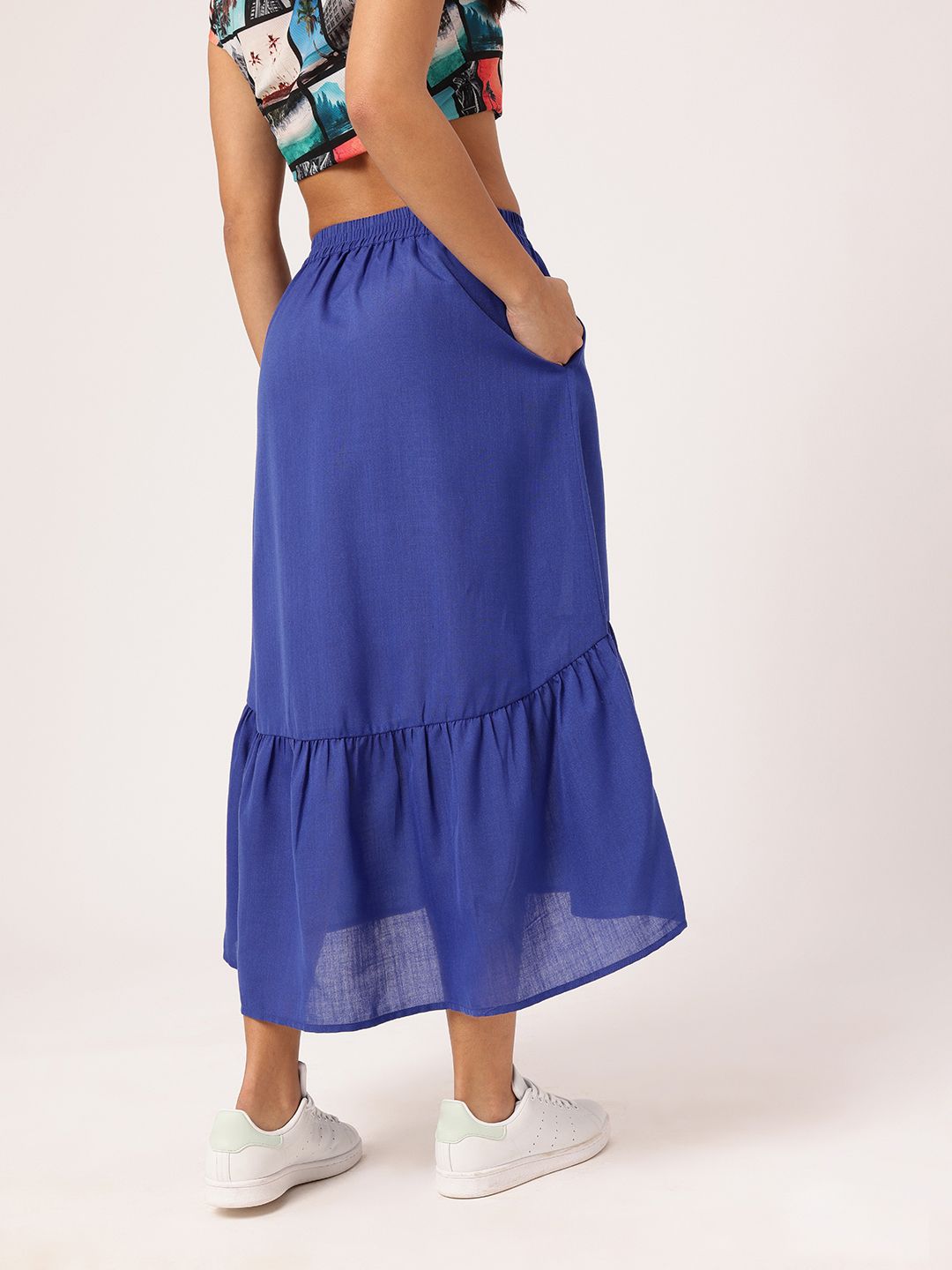 DressBerry Women Effortlessly Chic Gathered A-line Midi Skirt