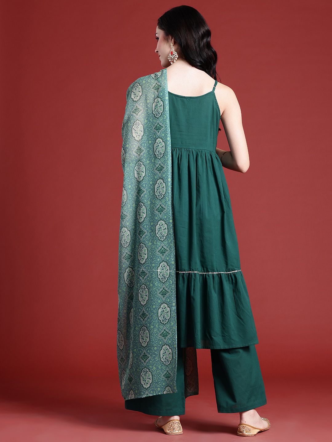 Anouk Gotta Patti Empire Cotton Kurta with Palazzos & With Dupatta