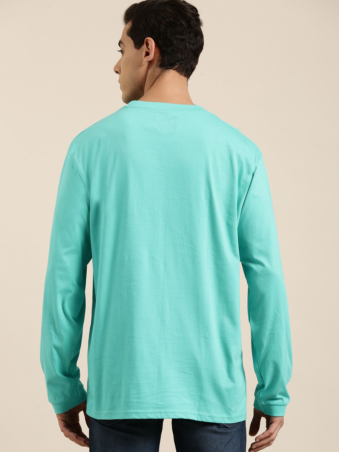 DILLINGER Men Turquoise Blue Typography Printed Pure Cotton Oversized  T-shirt