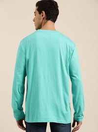 DILLINGER Men Turquoise Blue Typography Printed Pure Cotton Oversized  T-shirt