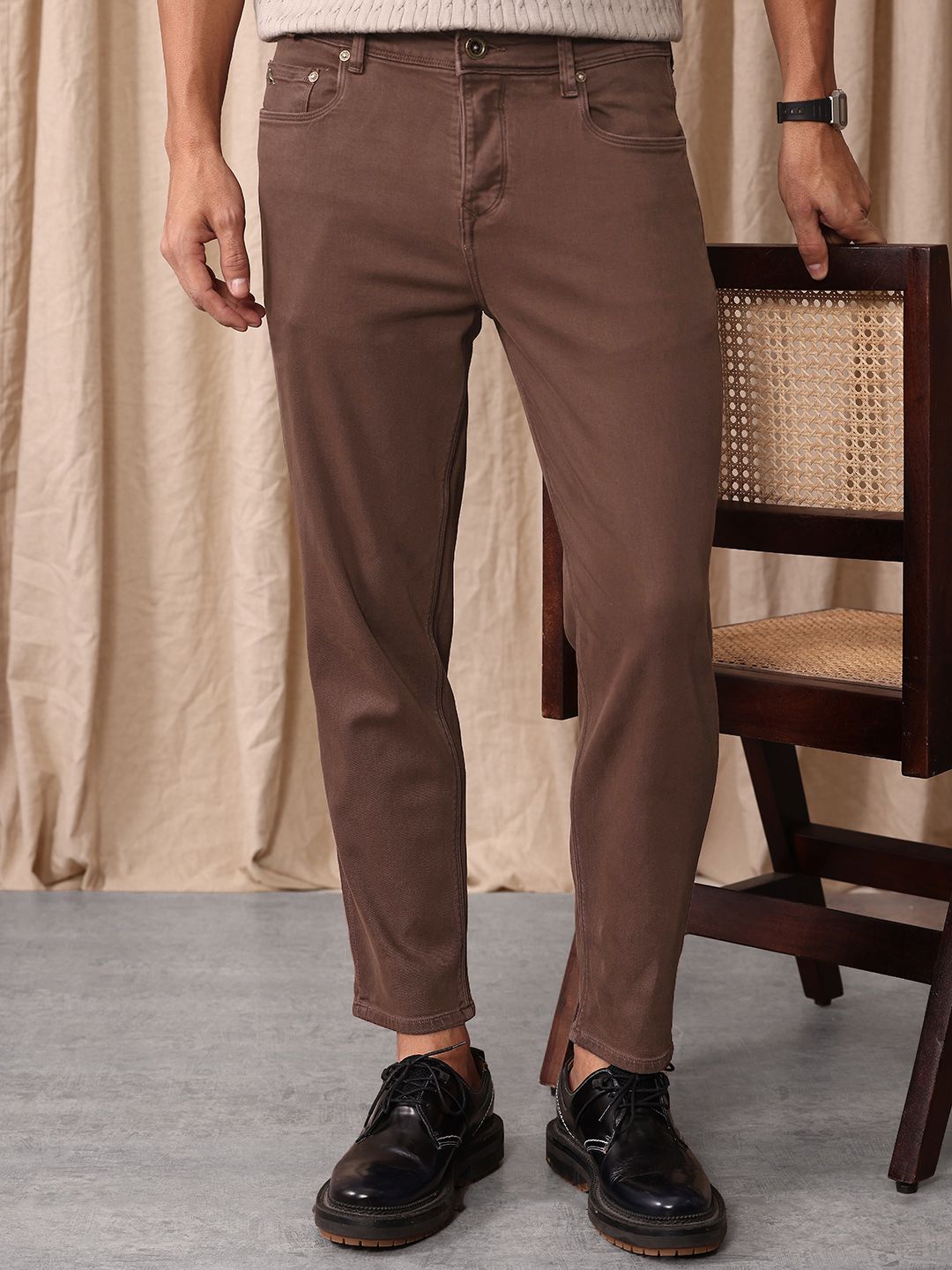 Mr Bowerbird Men Cropped Tapered Fit Stretchable Jeans