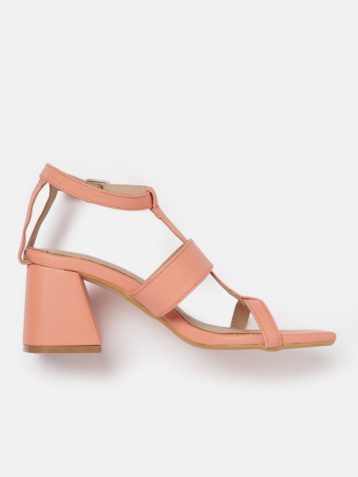 DressBerry Striped Open -Toe Block Heeled Sandals