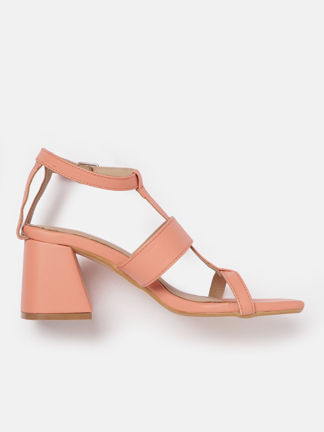 DressBerry Striped Open -Toe Block Heeled Sandals