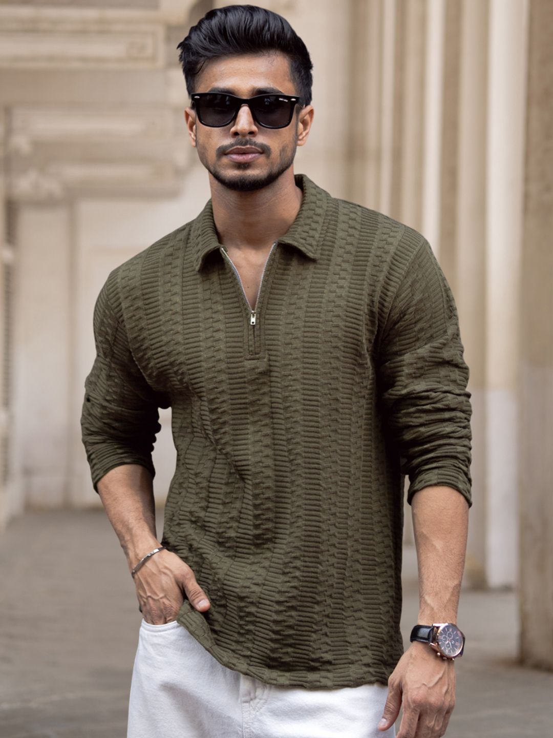 Powerlook Men Horizontal Stripes Opaque Casual Shirt