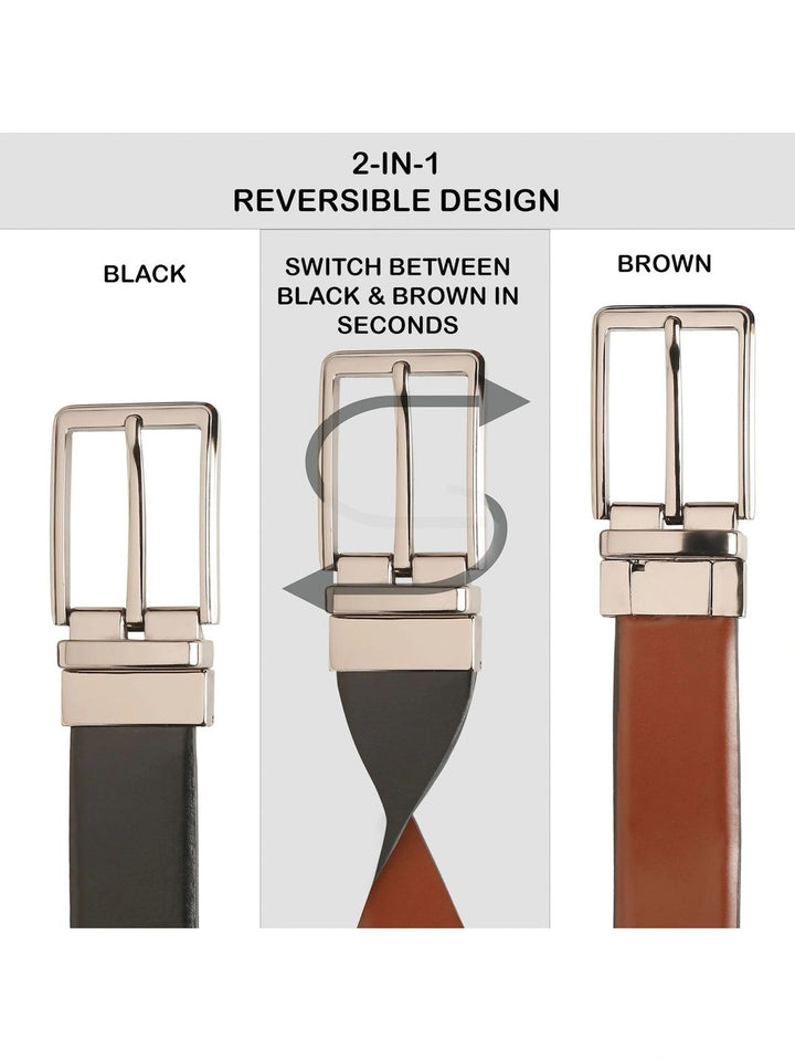 Teakwood Leathers Men Leather Reversible Formal Belt