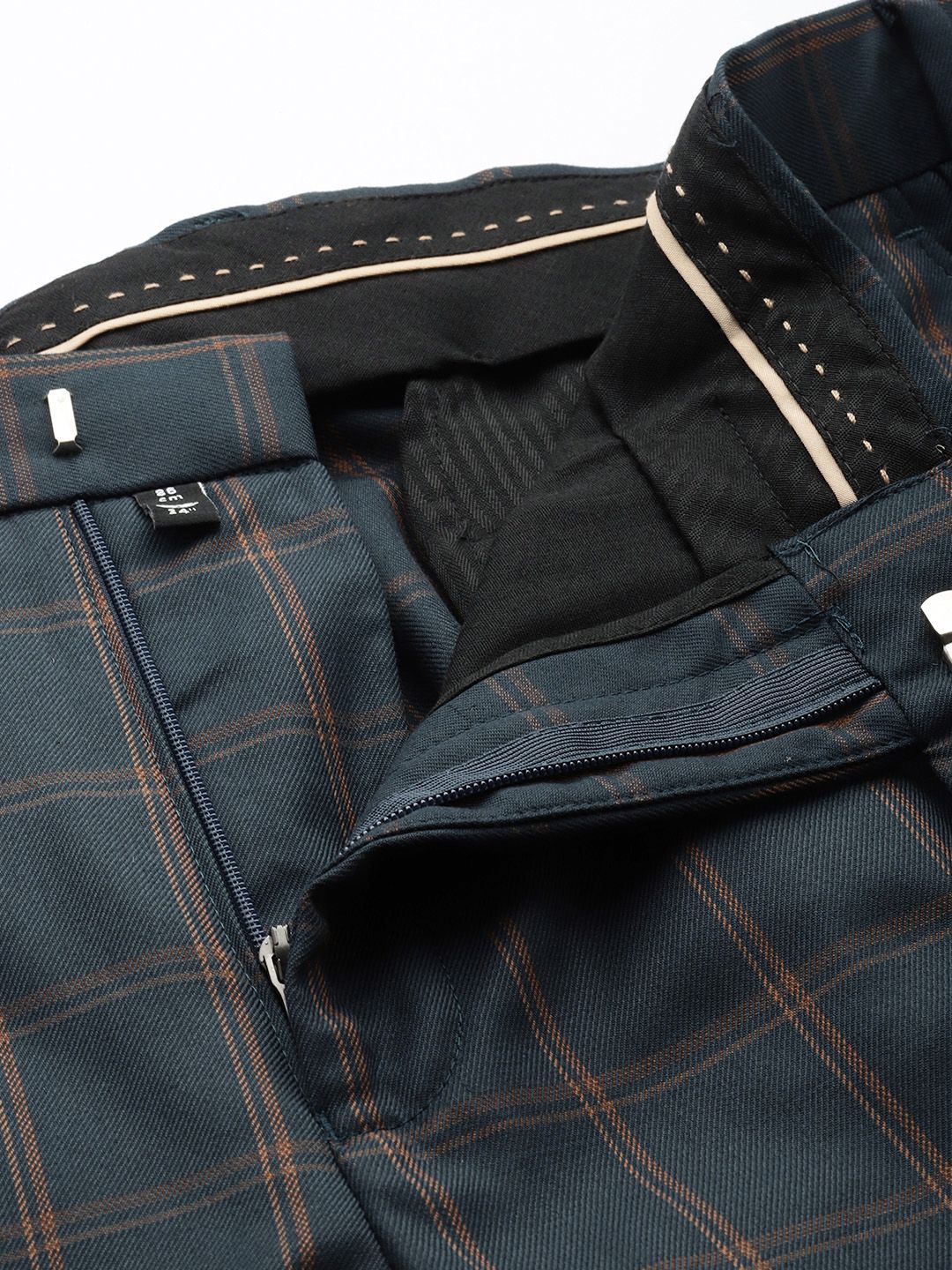 Park Avenue Checked Single Breasted Super Slim Fit 3 Piece Formal Suits