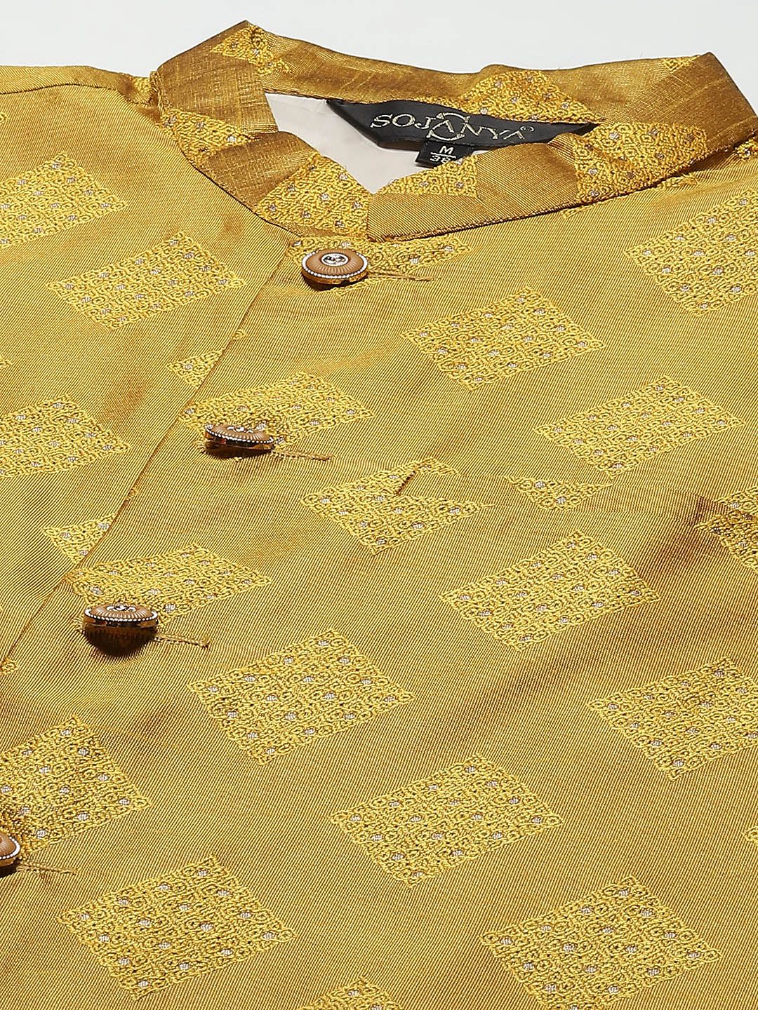 SOJANYA Men Cream-Coloured Kurta with Churidar