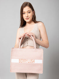 Berrylush Pink Geometric Printed Structured Tote Bag