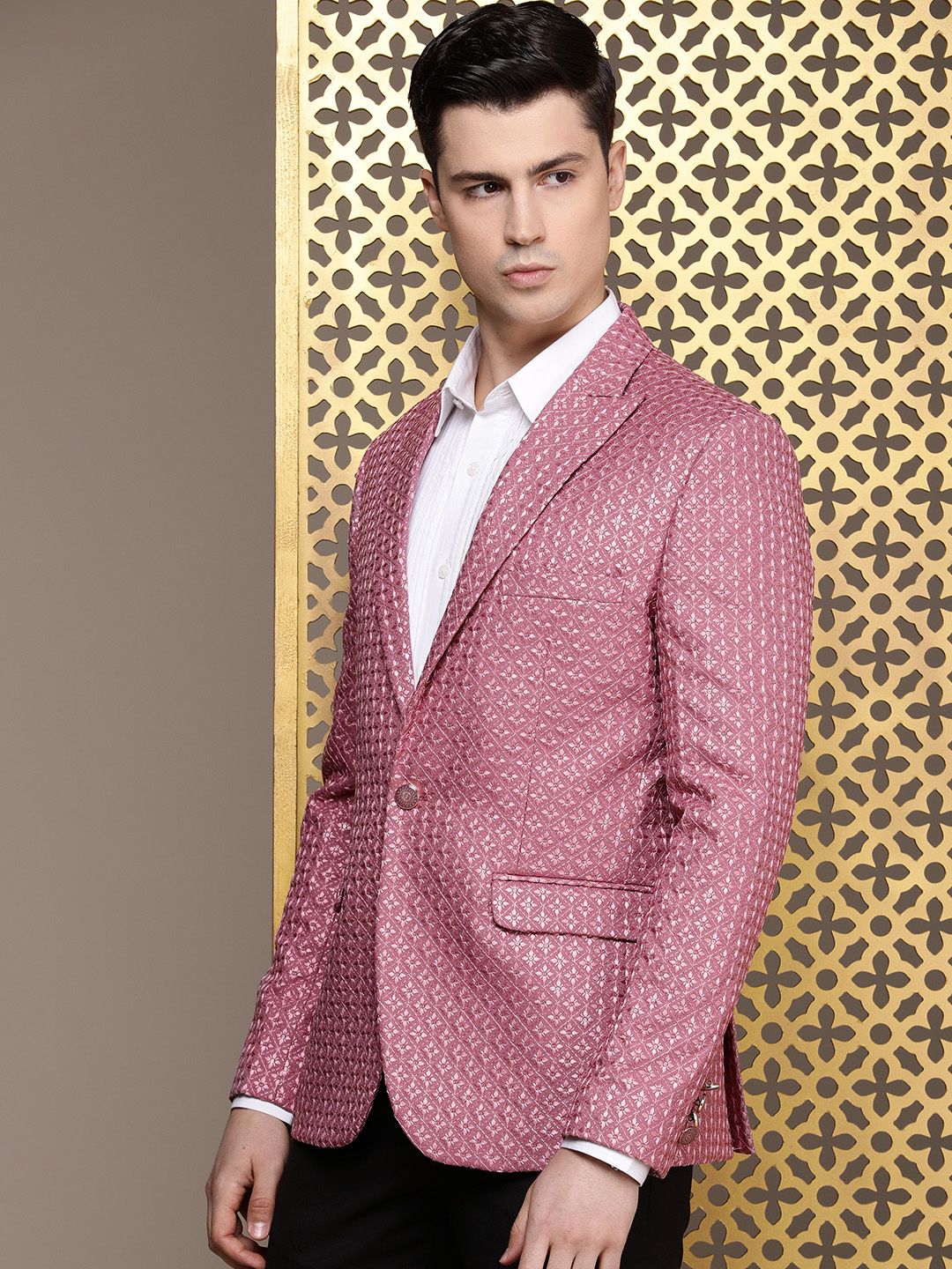 House of Pataudi Single-Breasted Sequinned Blazers