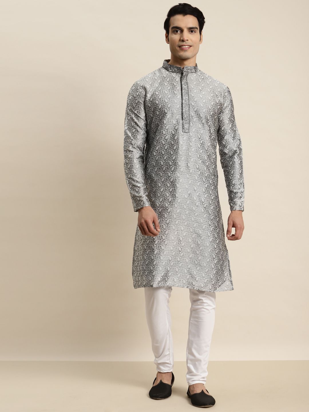 SOJANYA Men Ethnic Motifs Woven Design Jacquard Straight Kurta